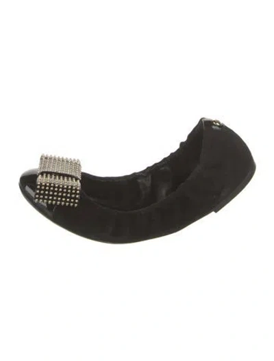 Pre-owned Louis Vuitton Lv Monogram Suede Ballet Flats In Black