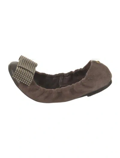 Pre-owned Louis Vuitton Lv Monogram Suede Ballet Flats In Brown