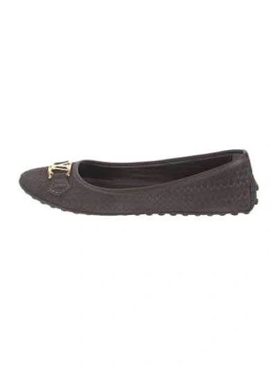 Pre-owned Louis Vuitton Lv Monogram Suede Ballet Flats In Gray