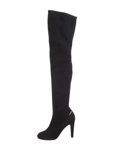 Pre-owned Louis Vuitton Lv Monogram Suede Boots In Black