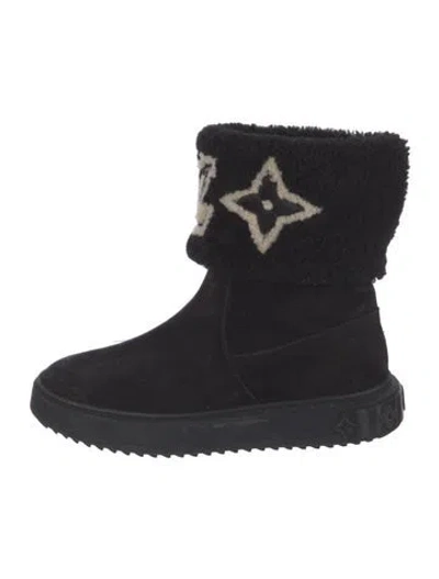 Pre-owned Louis Vuitton Lv Monogram Suede Boots In Black