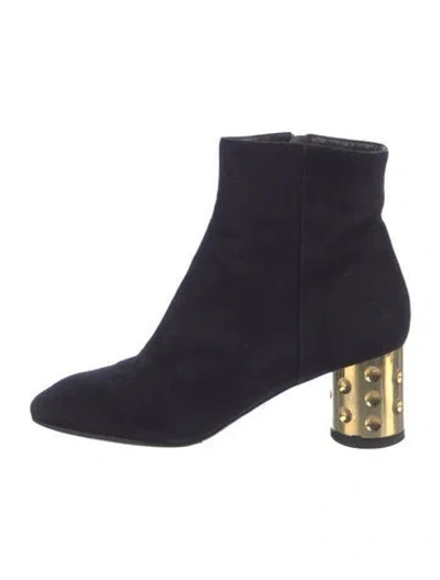 Pre-owned Louis Vuitton Lv Monogram Suede Boots In Blue