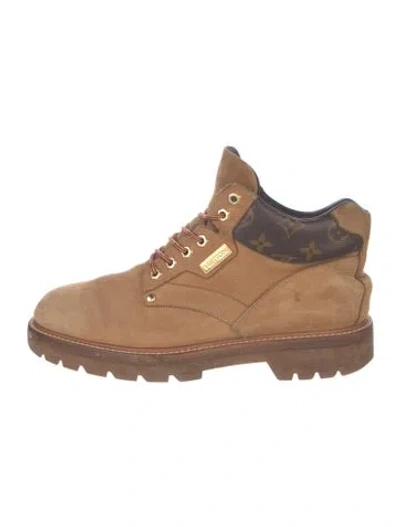 Pre-owned Louis Vuitton Lv Monogram Suede Boots In Brown