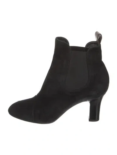Pre-owned Louis Vuitton Lv Monogram Suede Chelsea Boots In Black