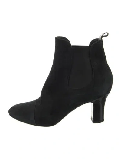 Pre-owned Louis Vuitton Lv Monogram Suede Chelsea Boots In Black