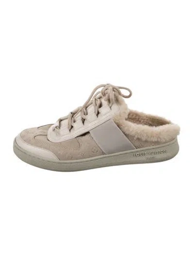 Pre-owned Louis Vuitton Lv Monogram Suede Flats In Neutrals