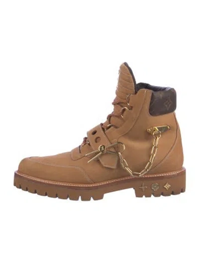 Pre-owned Louis Vuitton Lv Monogram Suede Hiking Boots In Brown