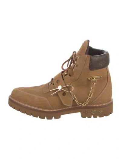 Pre-owned Louis Vuitton Lv Monogram Suede Hiking Boots In Brown
