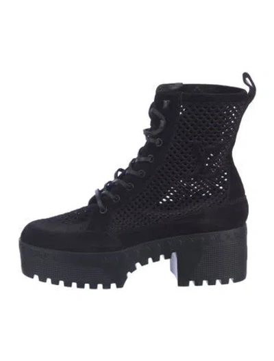 Pre-owned Louis Vuitton Lv Monogram Suede Lace-up Boots In Multi