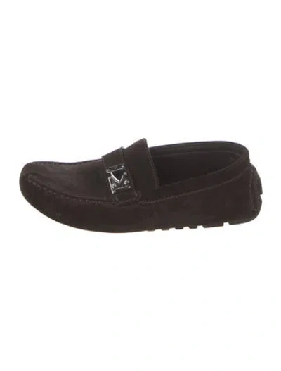 Pre-owned Louis Vuitton Lv Monogram Suede Loafers In Brown