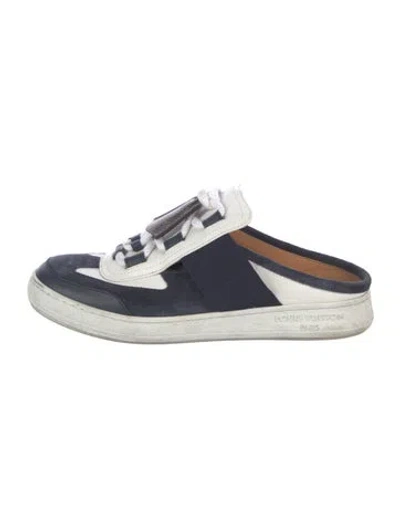 Pre-owned Louis Vuitton Lv Monogram Suede Mules In Blue