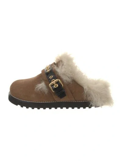 Pre-owned Louis Vuitton Lv Monogram Suede Mules In Brown