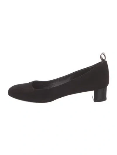 Pre-owned Louis Vuitton Lv Monogram Suede Pumps In Black