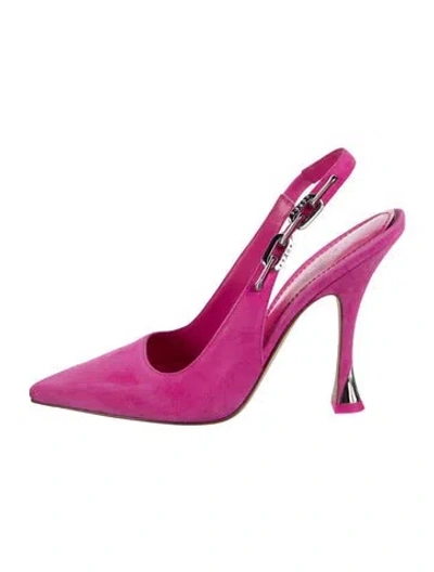 Pre-owned Louis Vuitton Lv Monogram Suede Slingback Pumps In Pink
