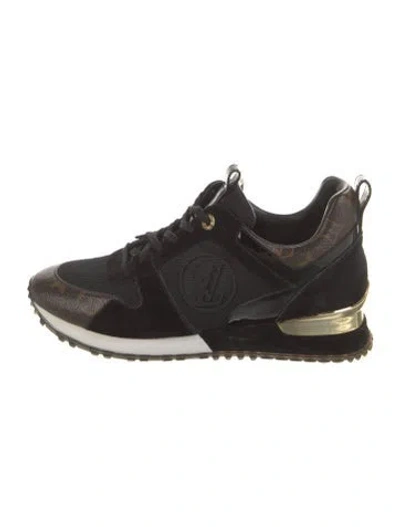 Pre-owned Louis Vuitton Lv Monogram Suede Sneakers In Black