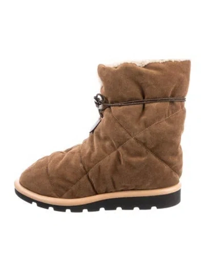 Pre-owned Louis Vuitton Lv Monogram Suede Snow Boots In Neutrals
