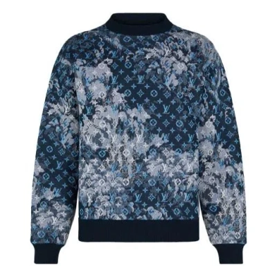 Pre-owned Louis Vuitton Lv Monogram Tapestry Sweatshirt For Men Blue