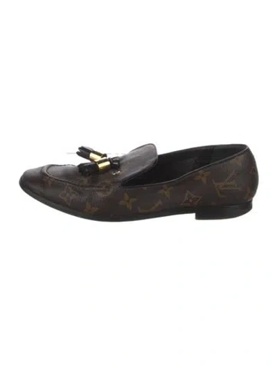 Pre-owned Louis Vuitton Lv Monogram Tassel Accents Loafers In Brown