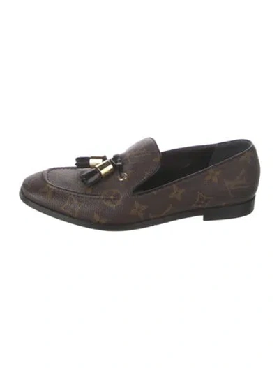 Pre-owned Louis Vuitton Lv Monogram Tassel Accents Loafers In Brown