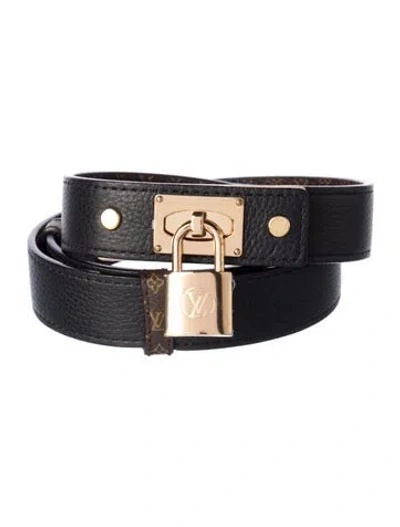 Pre-owned Louis Vuitton Lv Monogram Taurillon Leather Belt Kit In Brown