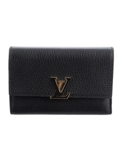 Pre-owned Louis Vuitton Lv Monogram Taurillon Leather Capucines Compact Wallet In Multi