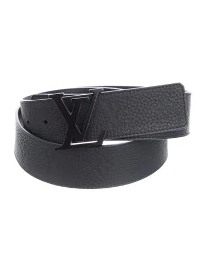 Pre-owned Louis Vuitton Lv Monogram Taurillon Leather Waist Belt In Black