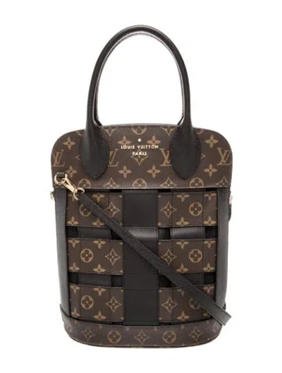 Pre-owned Louis Vuitton Lv Monogram Tressage Top Handle Bag Mm In Brown