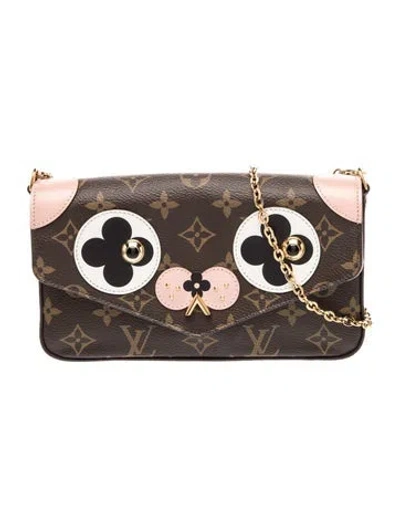 Pre-owned Louis Vuitton Lv Monogram Valentine Dog Pochette Félicie In Brown
