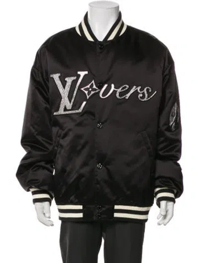 Pre-owned Louis Vuitton Lv Monogram Varsity Jacket In Black
