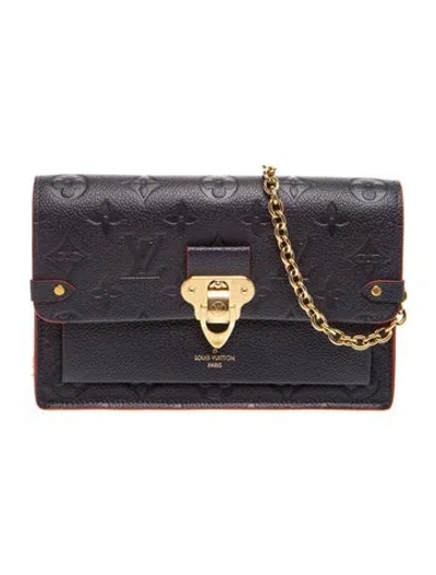Pre-owned Louis Vuitton Lv Monogram Vavin Wallet On Chain Mini In Blue