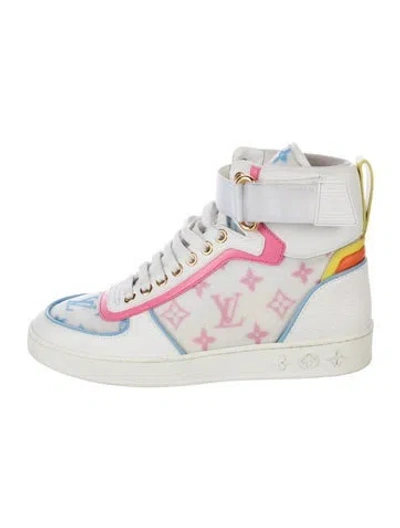 Pre-owned Louis Vuitton Lv Monogram Wedge Sneakers In White