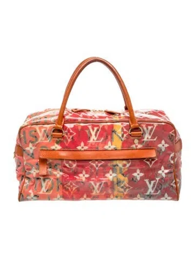 Pre-owned Louis Vuitton Lv Monogram X Richard Prince Pulp Weekender Tpm Vintage In Red