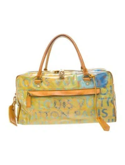 Pre-owned Louis Vuitton Lv Monogram X Richard Prince Pulp Weekender In Yellow