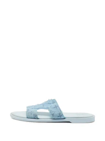 Pre-owned Louis Vuitton Lv Oasis Monogram Denim Flat Sandals In Blue