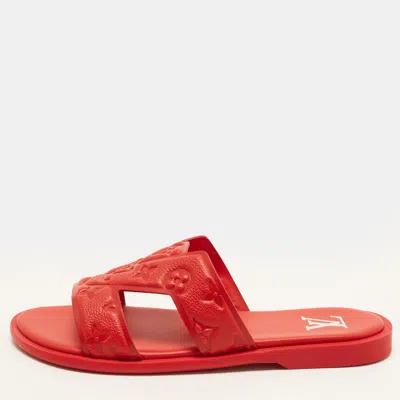 Pre-owned Louis Vuitton Lv Oasis Size 40 Red Monogram Empreinte Leather Flat Sandals