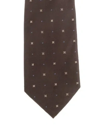 Pre-owned Louis Vuitton Lv Patterned Silk Neck Tie In Blue/brown
