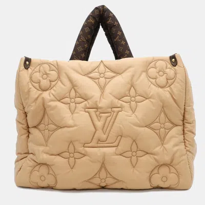 Pre-owned Louis Vuitton Lv Pillow Onthego Beige Monogram Recycled Nylon Size Gm