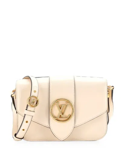 Pre-owned Louis Vuitton Lv Pont 9 Bag Leather Crossbody Bag In Neutral