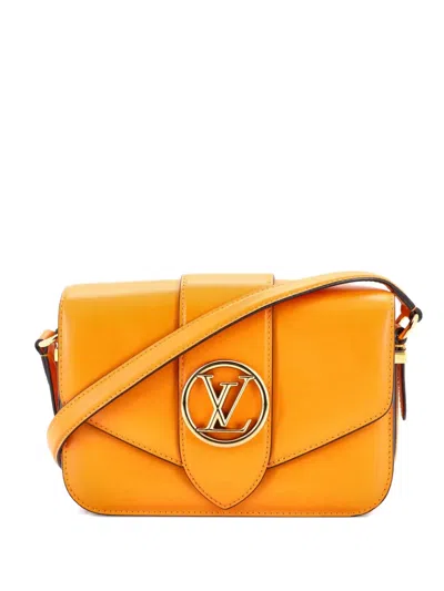 Pre-owned Louis Vuitton Lv Pont 9 Bag Leather Crossbody Bag In Orange