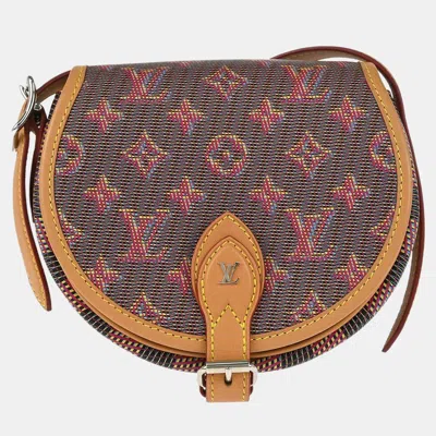 Pre-owned Louis Vuitton Lv Pop Tambourin Brown Coated Canvas Leather Shoulder Bag
