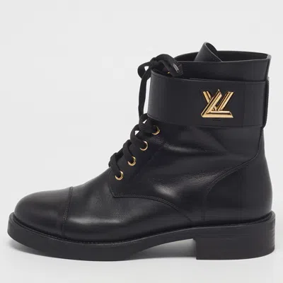 Pre-owned Louis Vuitton Lv Ranger Size 40 Black Leather Combat Boots