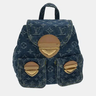Pre-owned Louis Vuitton Lv Remix Monogram Denim Venice Backpack In Blue