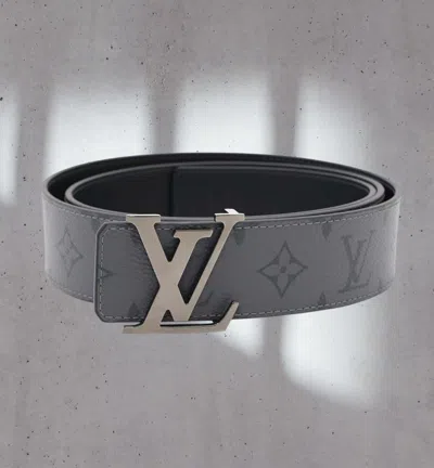 Pre-owned Louis Vuitton Lv Reversible Monogram Belt M0285 In Gray