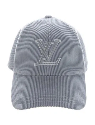 Pre-owned Louis Vuitton Lv Signature Corduroy Cap In Blue