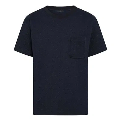 Pre-owned Louis Vuitton Lv Signature Monogram 3d Cotton Micro-loose Pocket For Men Navy