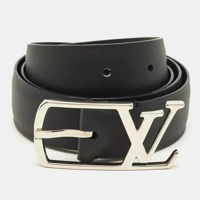 Pre-owned Louis Vuitton Lv Skyline 90 Cm Buckle Belt Black Leather