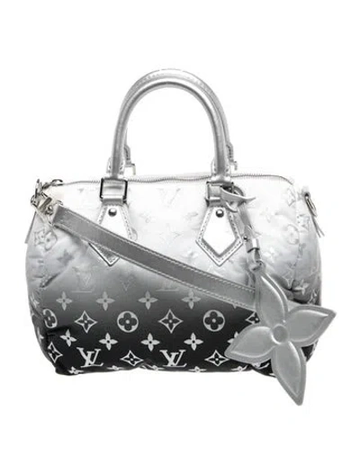 Pre-owned Louis Vuitton Lv Snow Monogram Speedy Bandouliere 25 2025 In Gray