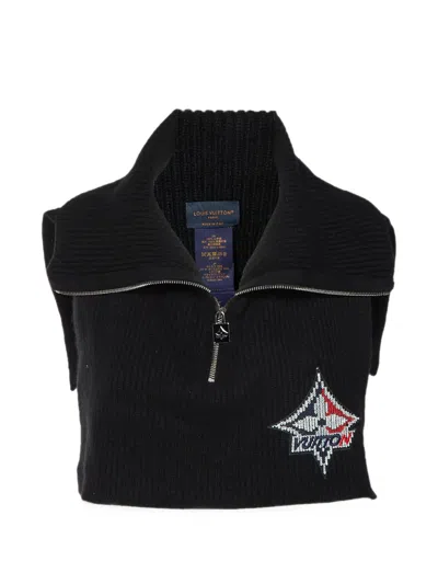 Pre-owned Louis Vuitton Lv Snowflake Plastron Snood In Black