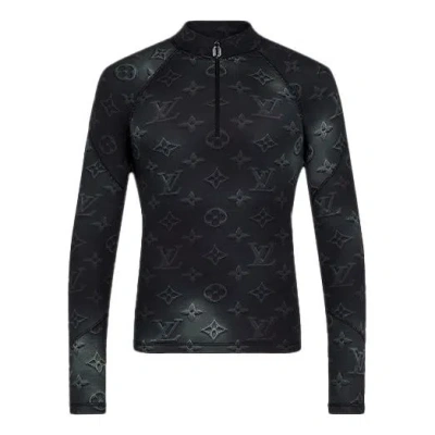 Pre-owned Louis Vuitton Lv Ss21 2054 Series Technical Print Half Zipper Long Sleeve For Men Black