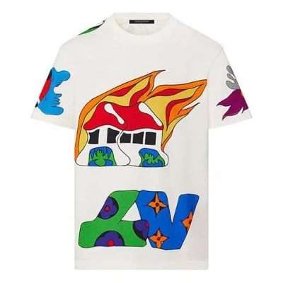 Pre-owned Louis Vuitton Lv Ss21 Cartoon Logo Print For Men White